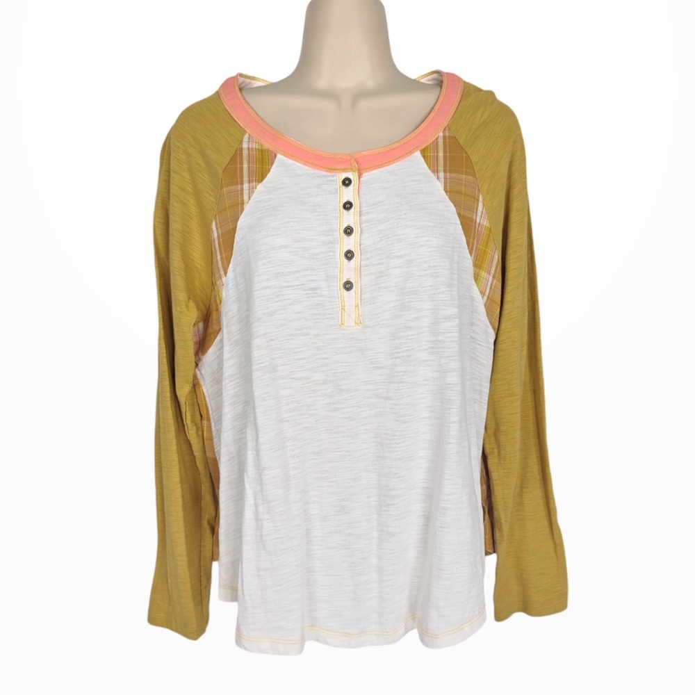 HEM & THREAD Mixed Media Henley Sz M